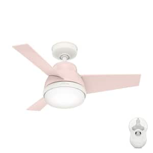 Valda 36 in. LED Indoor Blush Pink Ceiling Fan with Light Kit and Remote