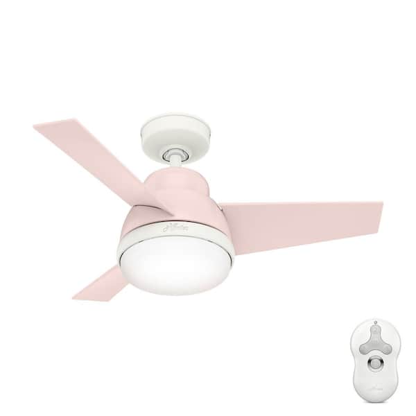 Hunter Valda 36 in. LED Indoor Blush Pink Ceiling Fan with Light Kit and Remote