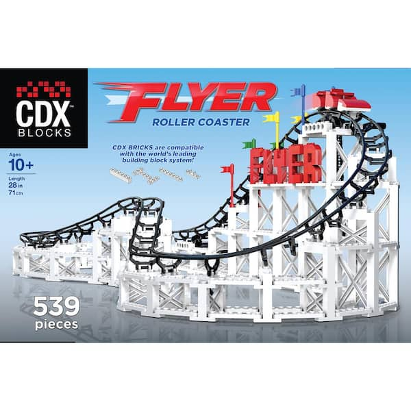 CDX Blocks Brick Construction Flyer Roller Coaster Building Set