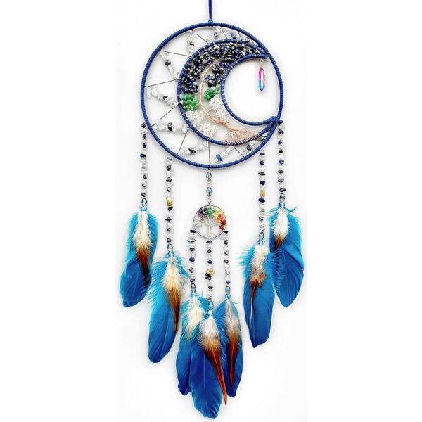 Tree of Life Dream Catcher-Handmade Rainbow Crystal Stone Wall