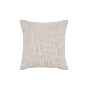 Oberon Staggered Stripe Throw Pillow 18 in. x 18 in. Taupe