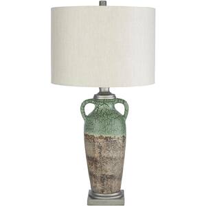 Payson 27 in. Multi-Color Indoor Table Lamp with Light Grey Drum Shaped Shade