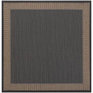 Recife Wicker Stitch Black-Cocoa 8 ft. x 8 ft. Square Indoor/Outdoor Area Rug