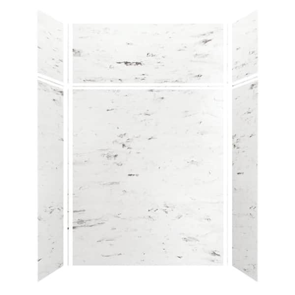 Transolid 60 in. W x 96 in. H x 36 in. D 6-Piece Glue to Wall Alcove Shower Wall Kit with Extension in. White Venito Velvet