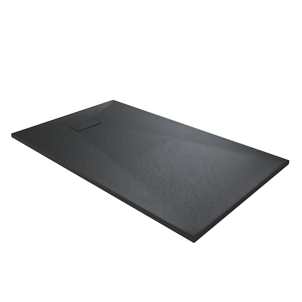 60 in. L x 36 in. W Alcove Shower Pan Base with Left/Right Drain in Black, Low Profile, Wheel Chair Access