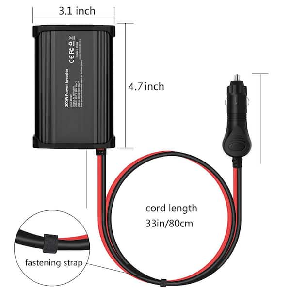 Lukyamzn 300-Watt Car Power Inverter DC 12V to 110V AC Converter