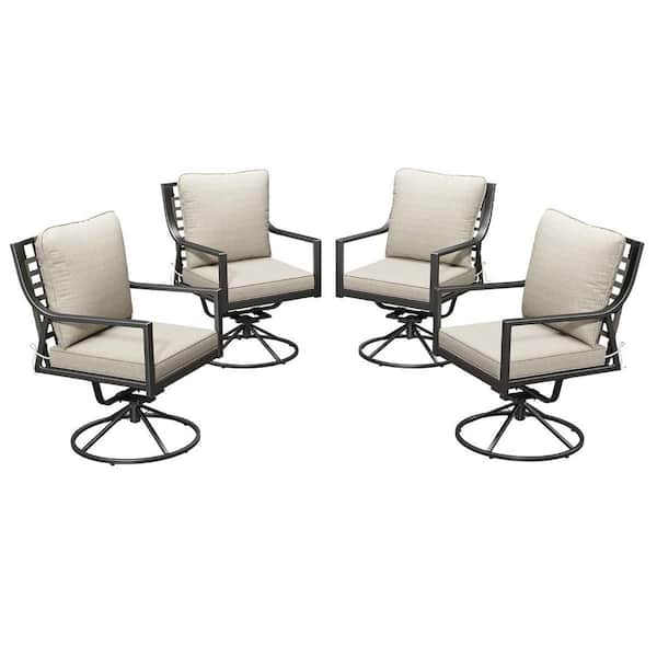4-Piece Wicker Outdoor Dining Chairs Set with Cushions