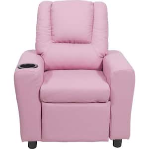 Everglade 19.6 in. W PU Leather Kid Recliner with Cup Holder and Side Pocket in Pink
