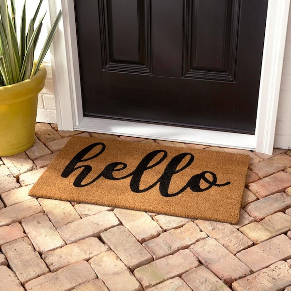 Mohawk Home Welcome-ish Natural 18 in. x 30 in. Faux Coir Doormat 755461 -  The Home Depot