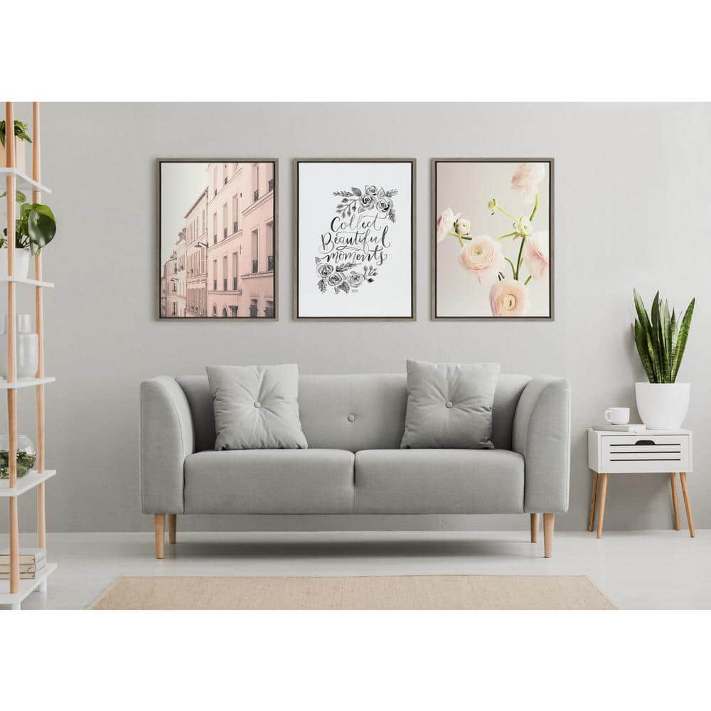 Parisian Perspective 18x24 Gray Framed Canvas Wall Art