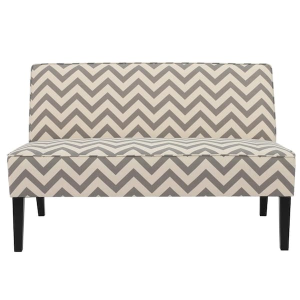 Noble House Dejon 50 in. Dark Gray Pattern Polyester 2-Seater Armless Loveseat with Wood Legs