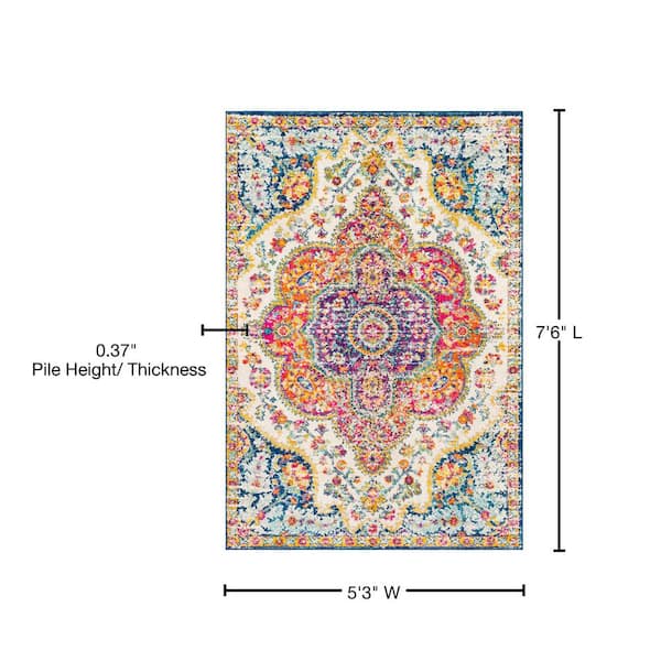 Livabliss Alois Pink/Blue 5 ft. 3 in. x 7 ft. 6 in. Oriental Area