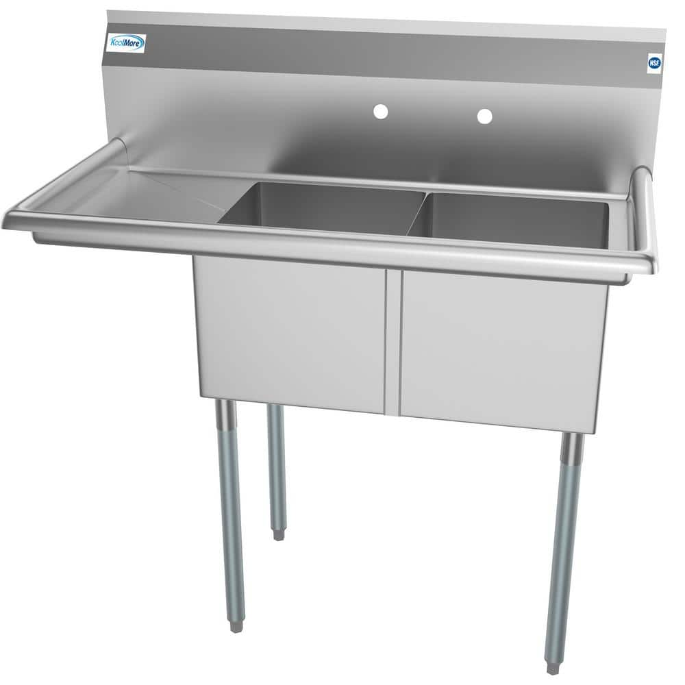 Koolmore 2-Compartment Stainless Steel Commercial Kitchen Prep and ...