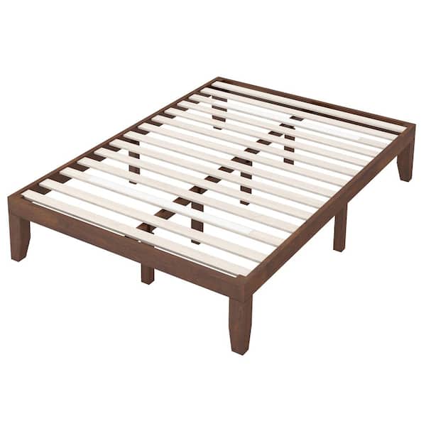 Costway Brown Cherry Wood Frame Full Platform Bed