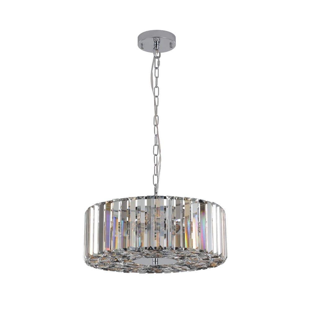 16.50 in. 4-Light Luxury White Round Chandelier with Crystail Shade for Indoor Room price history on PriceWatchPro