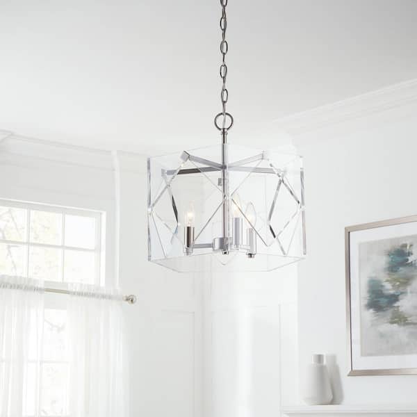 Home Decorators Collection Pentos 3-Light Brushed Nickel Acrylic Chandelier