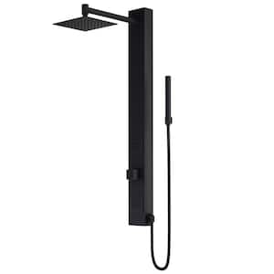 Orchid 39 in. x 2 in. 2-Jet Shower Massage Panel System with Square Shower Head in Matte Black