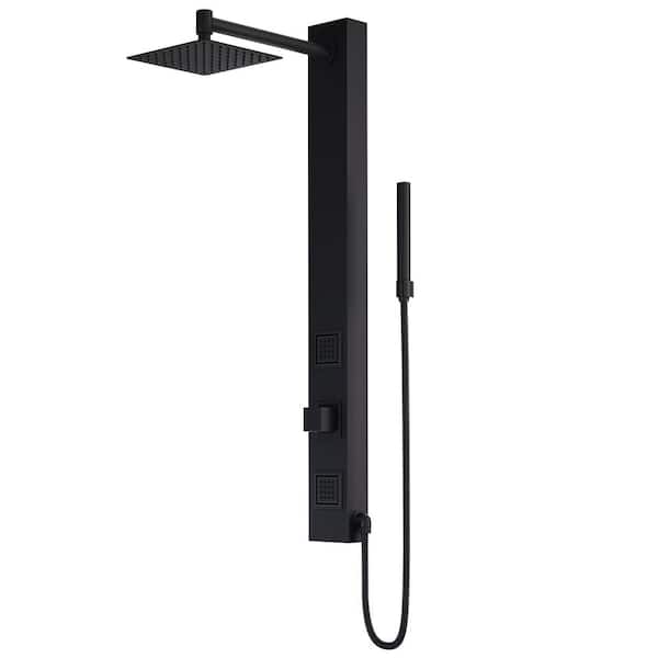 VIGO Orchid 39 in. H x 4 in. W 2-Jet Shower Panel System with Adjustable Square Head and Hand Shower Wand in Matte Black