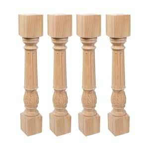 35.25 in. x 5 in. Unfinished Solid North American Hardwood Acanthus Leaf Kitchen Island Leg (4-Pack)