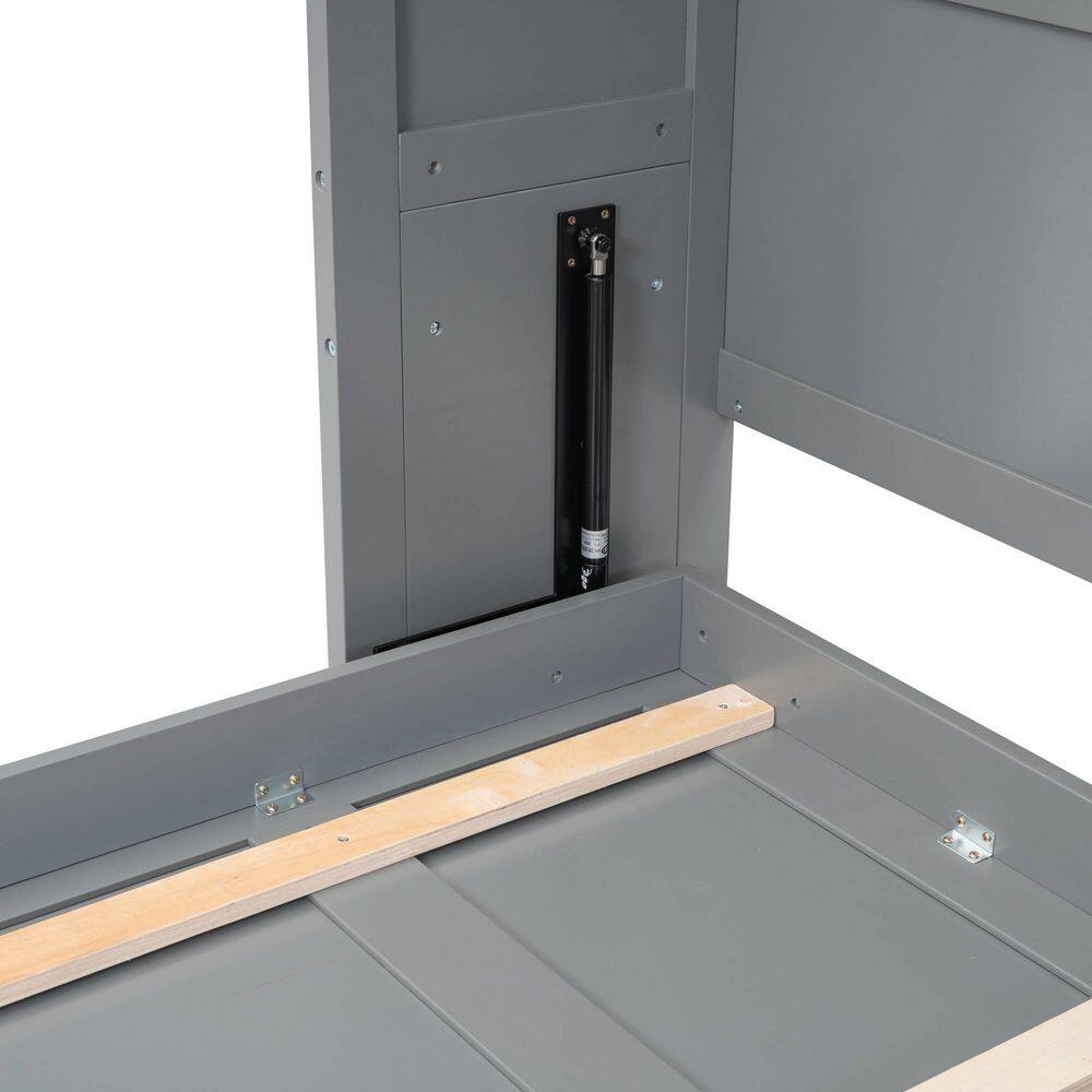 Gray Wood Frame Queen Murphy Bed - thumbnail 5