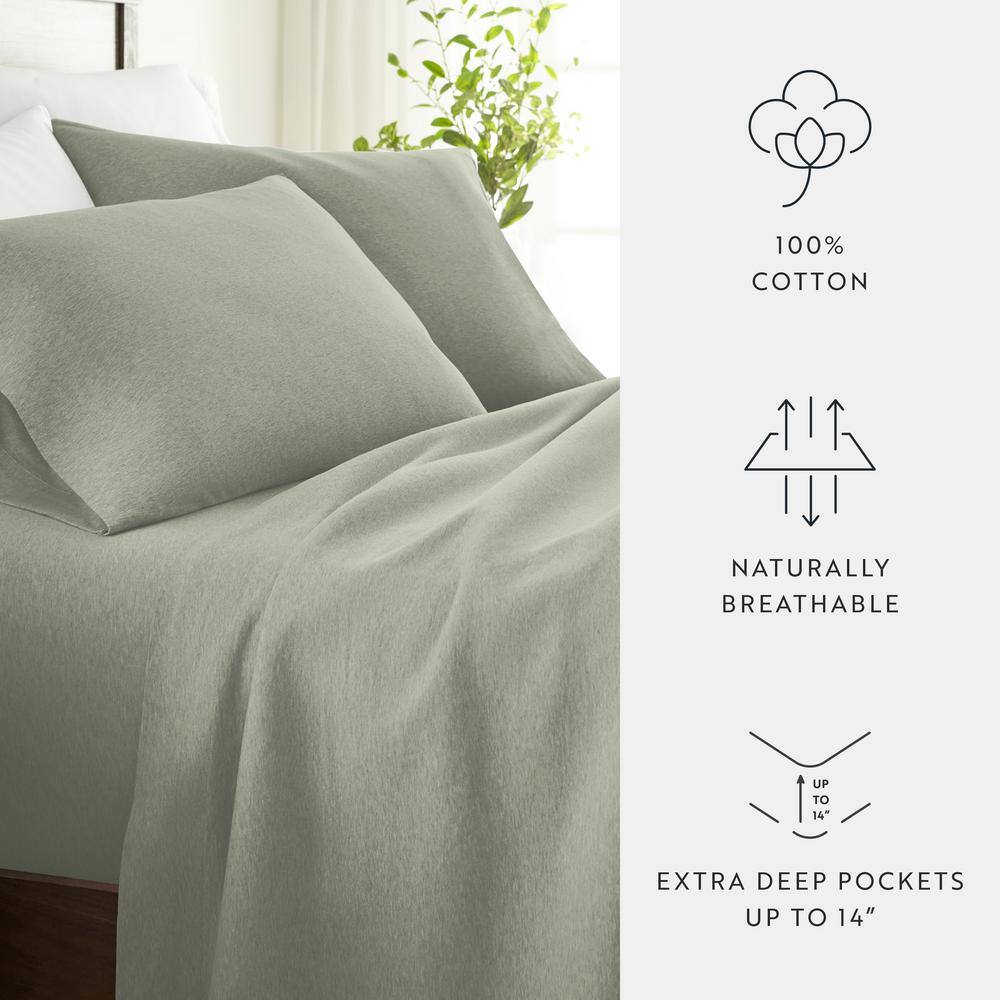 Sage Twin Cotton Jersey Knit Sheet Set