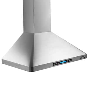 36 in. 870 CFM Wall Mount Ducted Range Hood with SS Filters, Digital Display, LED Lights and Remote in Stainless Steel