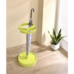 Signature Home Telford Umbrella Stand, Green Plastic and Silver Metal, Dimensions:12 in. W x 12 in. L x 25 in. H