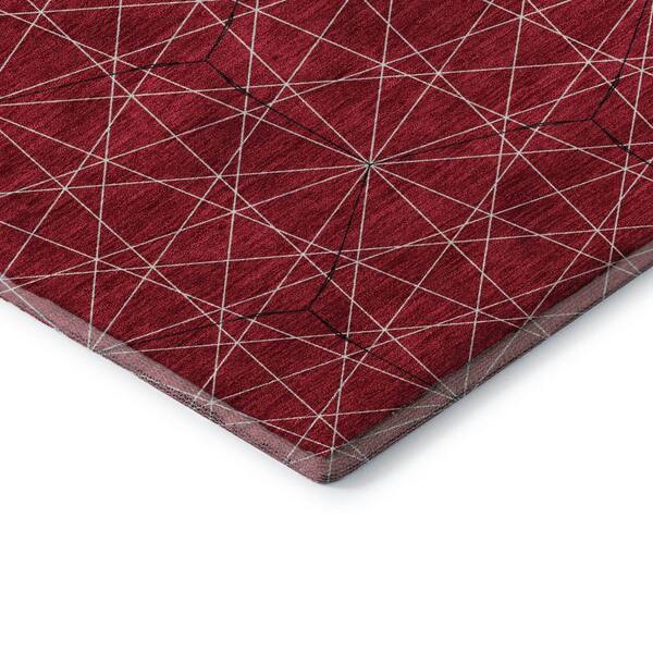 Mayfield Premium Machine Washable Abstract AMF987 Red 2 ft. x 3 ft. Area Rug