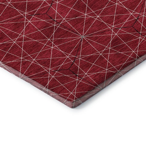 Mayfield Premium Machine Washable Abstract AMF987 Red 5 ft. x 7 ft. 6 in. Area Rug