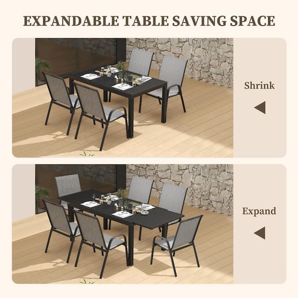 INNUMIA Black 88.6 in. Width Rectangle Aluminum Patio INNUMIA Black 88.6 in. Width Rectangle Aluminum Patio