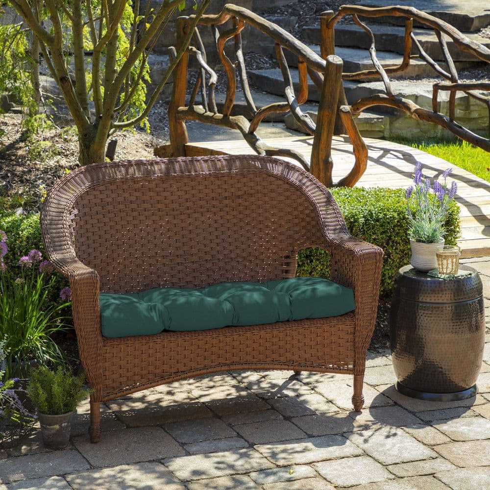 Peacock Blue Polyester Outdoor Wicker Settee Cushion, 41.5 x 18