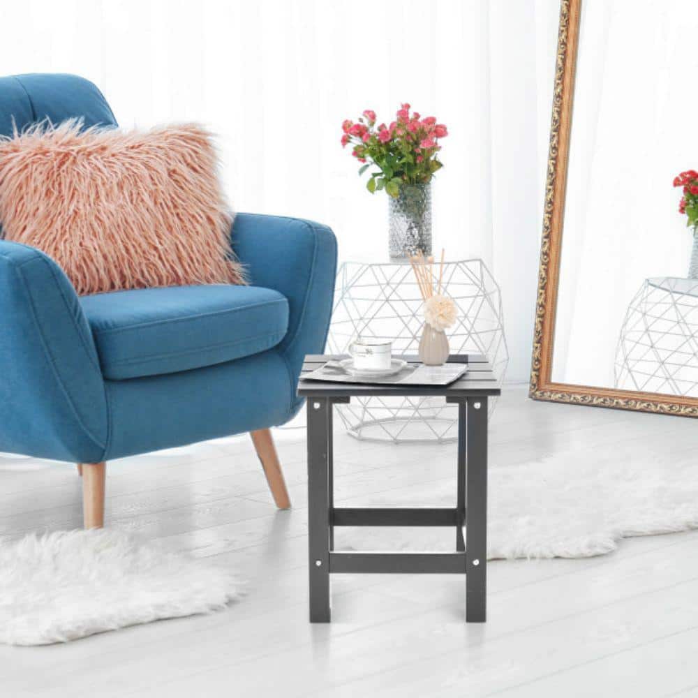 Gray Solid Fir Wood Square Outdoor Side Table