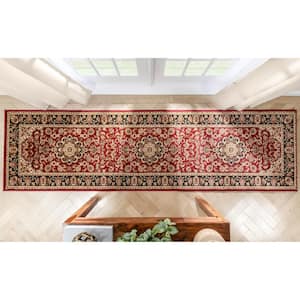 Barclay Medallion Kashan Red 3 ft. x 10 ft. Traditional Runner Rug