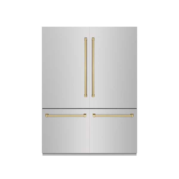 60 in. 32.2 cu. ft. Built-in Bottom Freezer Refrigerator in Stainless Steel w/ Graphite Gray Interior & Bronze Accents