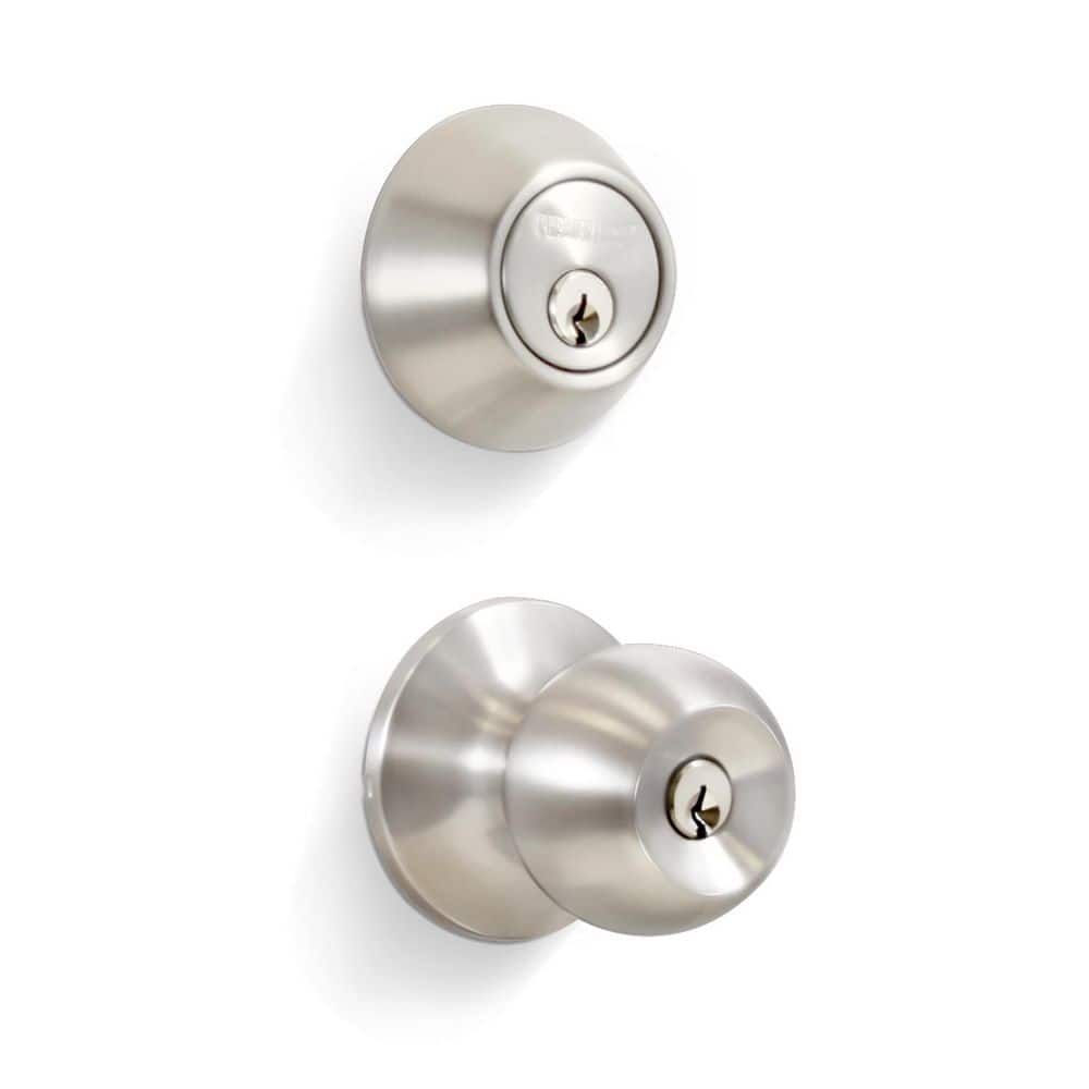 Stainless Steel Entry Door Knob Combo Lock Set with Deadbolt and 6 SC1 Keys- Boxed Keyed Alike price history on PriceWatchPro