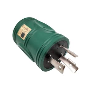 Generator 30 Amp 3-Pong Locking NEMA L5-30P Plug to RV 30 Amp TT-30R Outlet Splitter Adapter L5-30P to TT-30R, Green