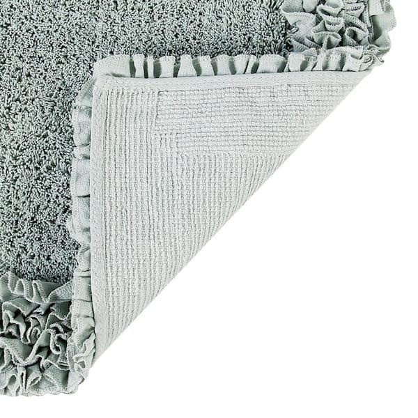 Better Trends Shaggy Border Collection 100% Cotton Bath Rug, Silver, 3 Piece Set