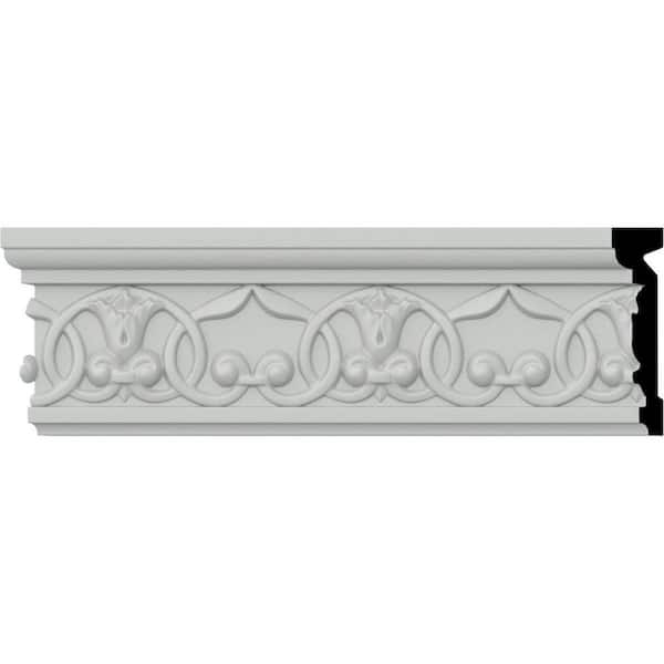 Ekena Millwork SAMPLE - 1 in. x 12 in. x 4 in. Urethane Dublin Versailles Flower Blossom Chair Rail Moulding