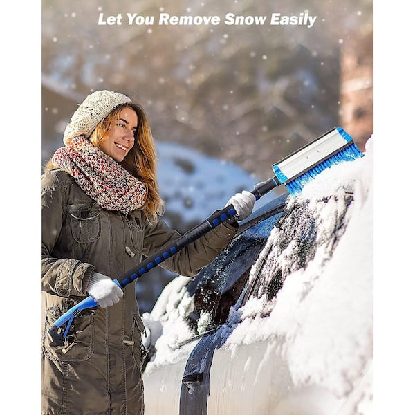 InsCrazy Snow Brush, Ice Scrapers For Car Windshield 3 In1 Car Snow Ice Scraper Brush Car Suv Trucks Detachable Snow Scraper Foam Grip Pvc Brush Car Winds