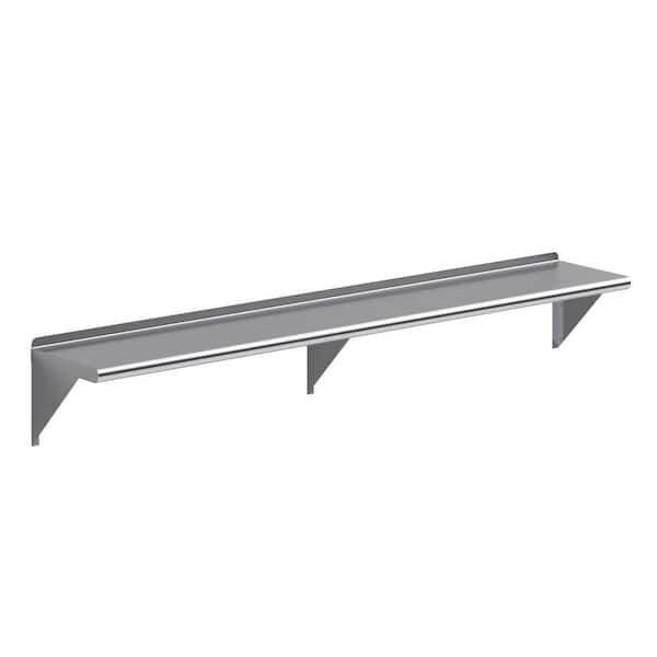 12 in. x 72 in. Stainless Steel Wall Shelf Kitchen, Restaurant, Garage, Laundry, Utility Room Metal Shelf with Brackets