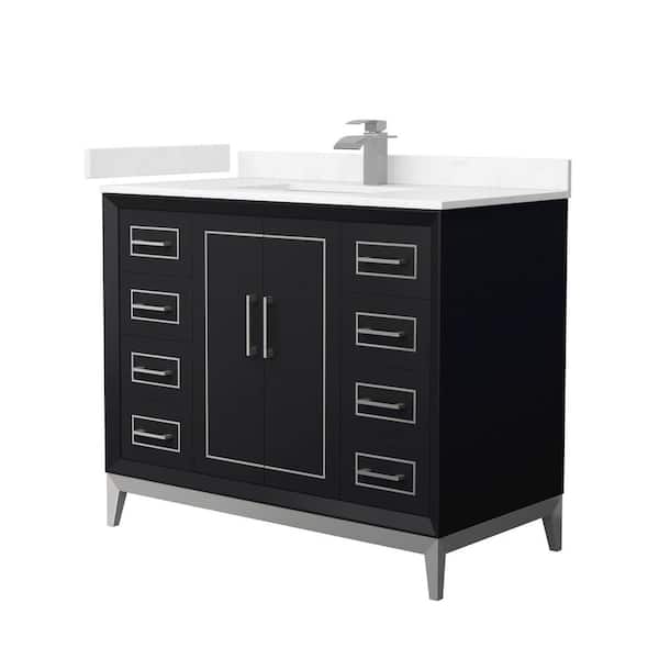 Wyndham Collection Marlena 42 in. W x 22 in. D x 35.25 in. H Single Bath Vanity in Black with Carrara Cultured Marble Top