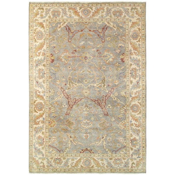 2 ft. x 3 ft. Gray And Beige Wool Oriental Hand Knotted Area Rug