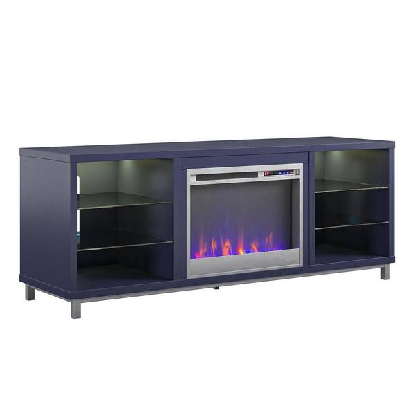 Ameriwood Home Cleveland Deluxe 64.75 in. Freestanding Electric Fireplace  TV Stand for TVs up to 70 in. in Navy HD16588 - The Home Depot