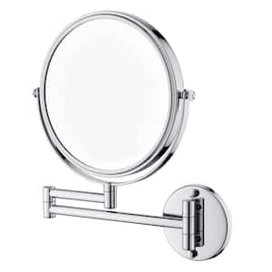 8 in. W x 8 in. H Small Round Magnifying 360° Rotation Wall Mount Bathroom Makeup Mirror in Chrome