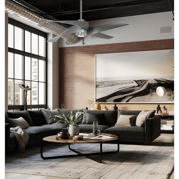 Artemis IV 64 in. Integrated LED Indoor Brushed Nickel and Silver Ceiling Fan with Light with Remote Control