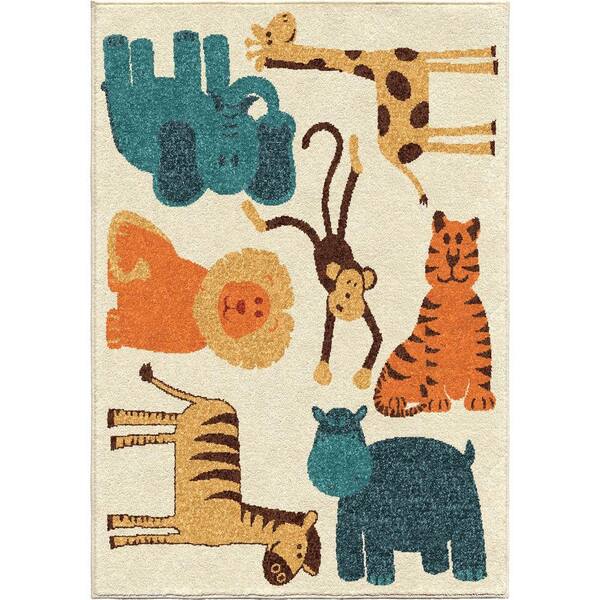 Unbranded My Room is a Zoo Multi 5 ft. x 8 ft. Indoor Area Rug