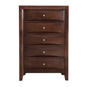 Marilla 5-Drawer Cappuccino Chest of Drawers (48 in. H x 32 in. W x 17 in. D)