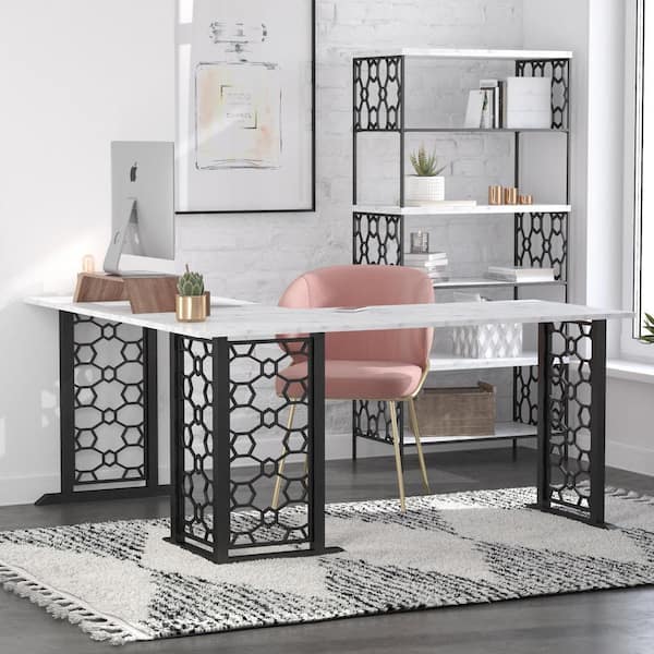 Bellagio Office L-Shaped Desk With White Modesty Panel | 30x66 | 24x48