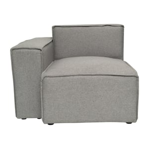 Gray Fabric Left Arm Rest Side Chair with Solid Wood