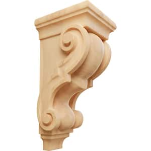 5 in. x 4-1/2 in. x 10 in. Unfinished Wood Red Oak Medium Traditional Wood Corbel
